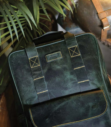 Mochila Moto Eastwood em pele Verde {{162f6dcced2f18189ec}} - cafetwin