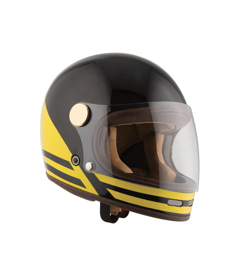 Casco Vintage Integrale Giallo Nero