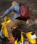 Zaino Moto Vintage in pelle Rossa Trip Machine - cafetwin