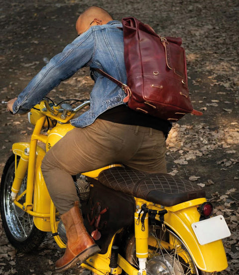 Backpack Moto Vintage Red leather Trip Machine