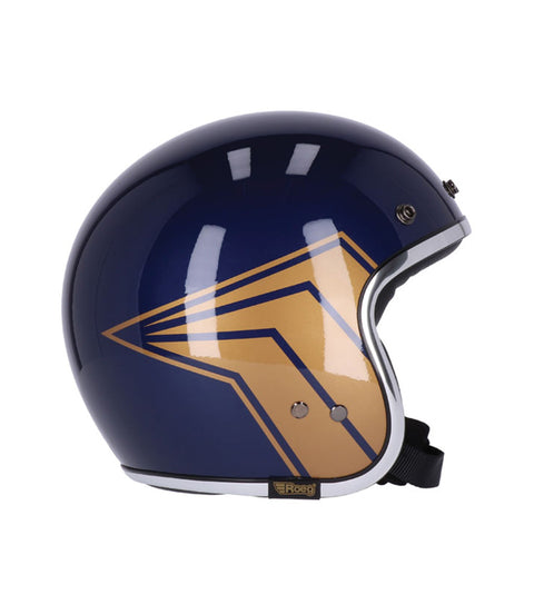 Casco Jet Vintage Azul Oro Roeg Jettson 2.0