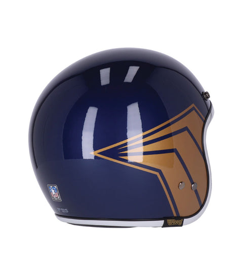 Casco Jet Vintage Azul Oro Roeg Jettson 2.0