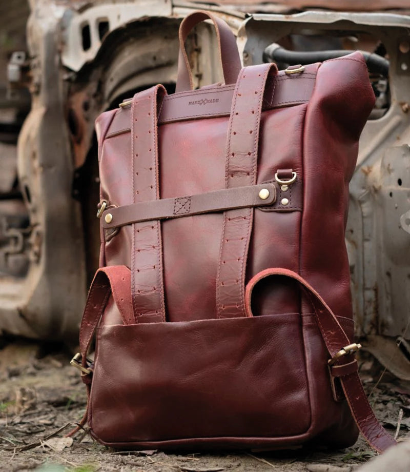 Backpack Moto Vintage Red leather Trip Machine