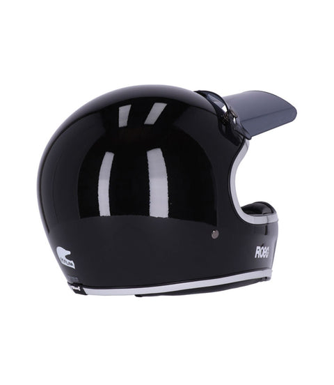 Vollgesichts-Enduro-Helm Vintage Peruna 2.0 Schwarz glänzend