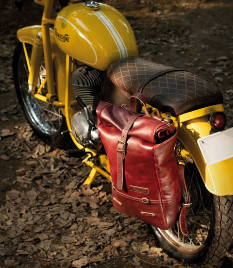 Zaino Moto Vintage in pelle Rossa Trip Machine