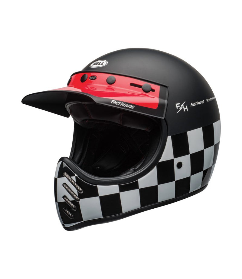 Bell Moto-3 Fasthouse Checkers Nero Bianco Rosso (5)