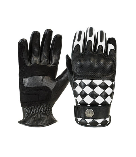 Handschuhe Moto Vintage John Doe Tracker Schwarz/Weiß