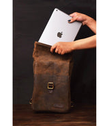 Brown Motorcycle Side Bag Vintage - Trip Machine - cafetwin