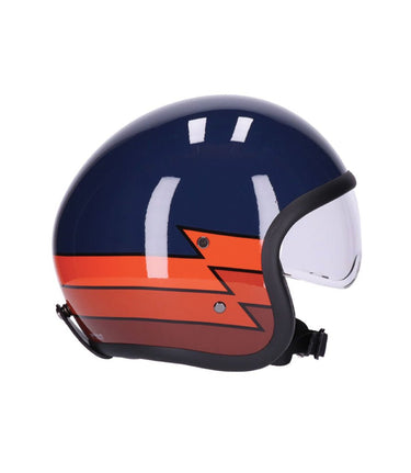 Helmet Jet with Roeg Sundown Blue Lightning Goggles - cafetwin