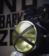 Motorcycle Headlight Cross Cafe Racer - Perforated Black Leather - cafetwin