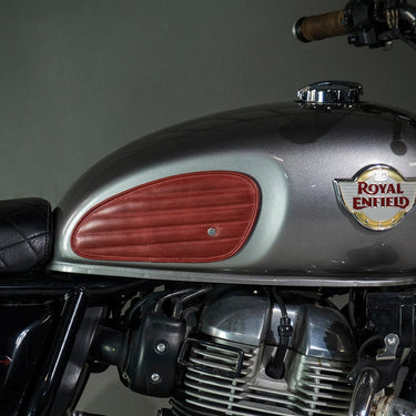 Tank Side Protectors - Classic Stripes - Cherry Red - cafetwin