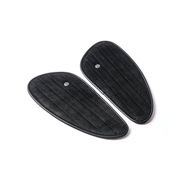 Tank Side Protectors - Classic Stripes - Black Suede - cafetwin