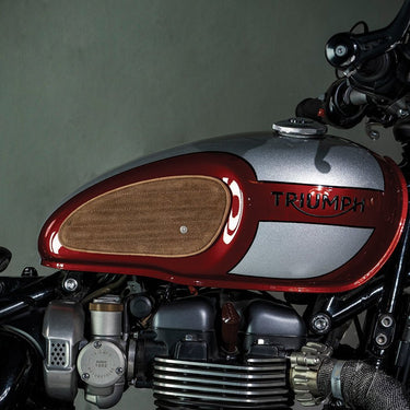 Tank Side Protectors - Classic Stripes - Tobacco Suede - cafetwin