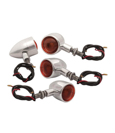Clignotants Moto Custom Chromées Homologuées - Lot de 4 - cafetwin