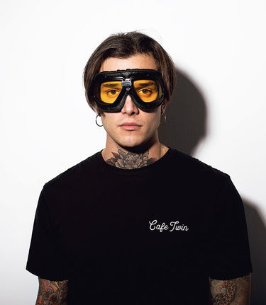Lunettes Moto Vintage Bandit - Noires avec verre jaune - cafetwin