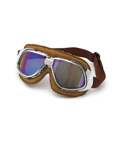 Occhiali Moto Vintage - Marroni con Lente Iridium - cafetwin