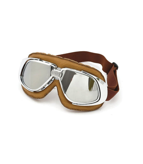 Occhiali Moto Vintage - Marroni con Lente Specchiata - cafetwin