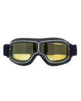Black Vintage Motorcyclist Goggles Yellow Lens - cafetwin