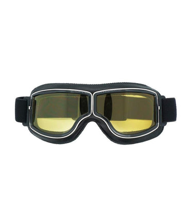 Lunettes Vintage pour Motard Noires Verre Jaune - cafetwin