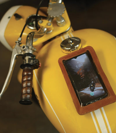 Phone Holder Moto Trip Machine Brown Vintage Tan