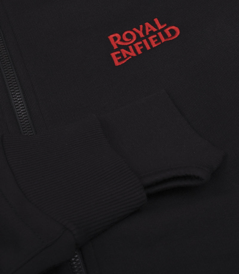 Sweatshirt Royal Enfield with Zip in Black Cotton